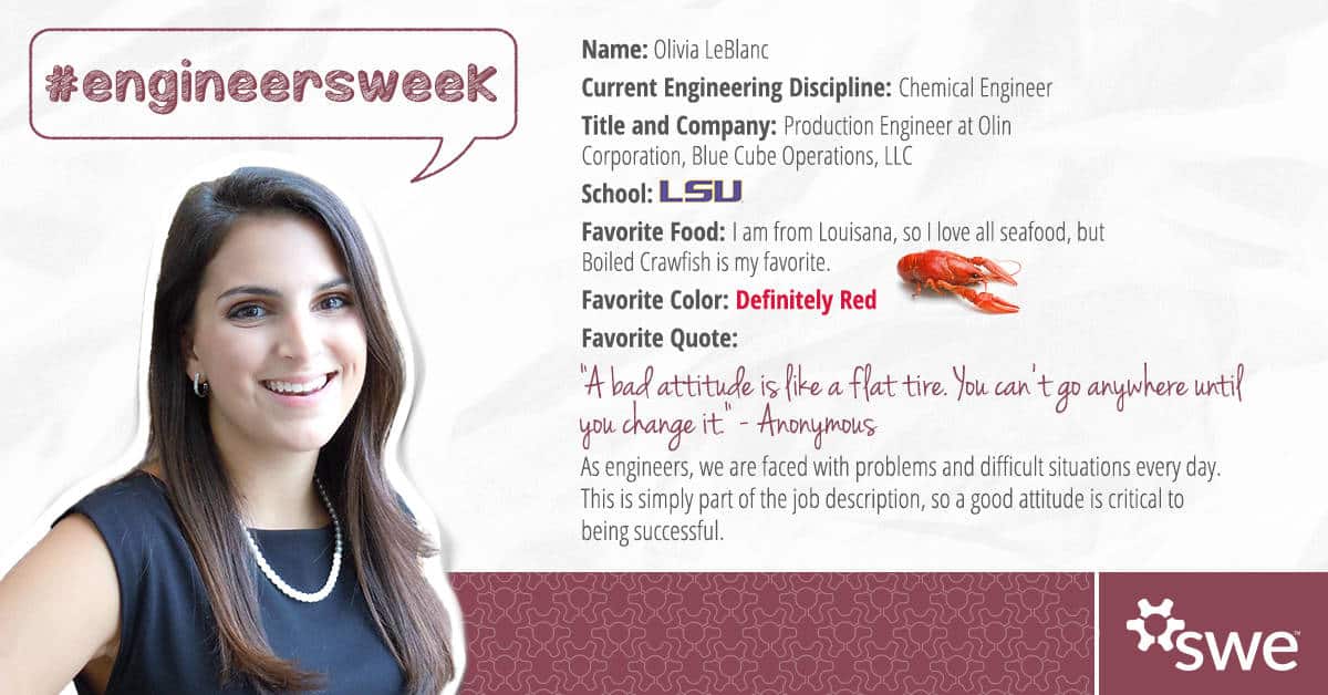 Olivia LeBlanc, Society of Women Engineers, Engineers Week