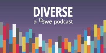 Branded graphic for the engineering podcast Diverse: a SWE Podcast