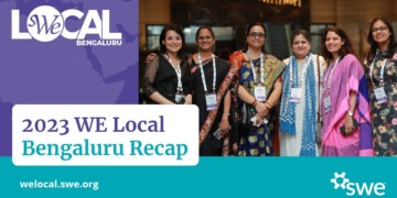 WE Local Bengaluru Recap Graphic with photo of attendees from 2023 WE Local Bengaluru event