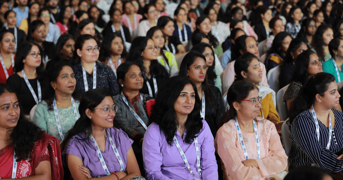 women engineers watching speakers at the 2023 WE Local Bengaluru conference