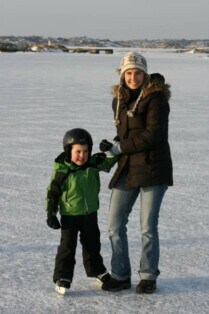 Michelle Johnston and her son in Gothenburg, Sweden